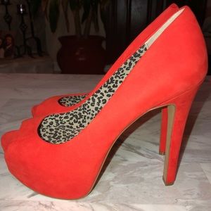 Jessica Simpson Red Faux Suede Leather Heels